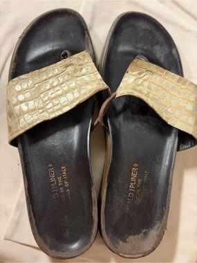 Donald J. Pliner Gold Croc-Effect Slide Sandals - Women's